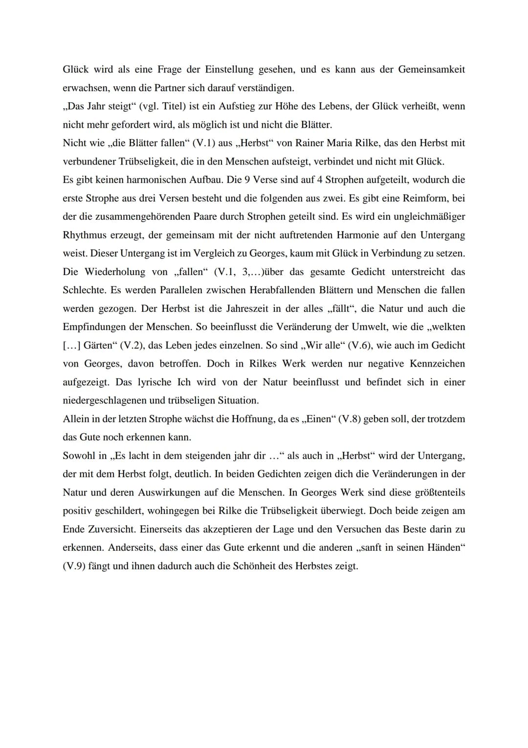 Der positive Abschied vom Herbst in Stefan Georges ,,Es lacht in dem steigenden jahr dir
..."(1897) kontrastiert mit der trübseligen Herbstz