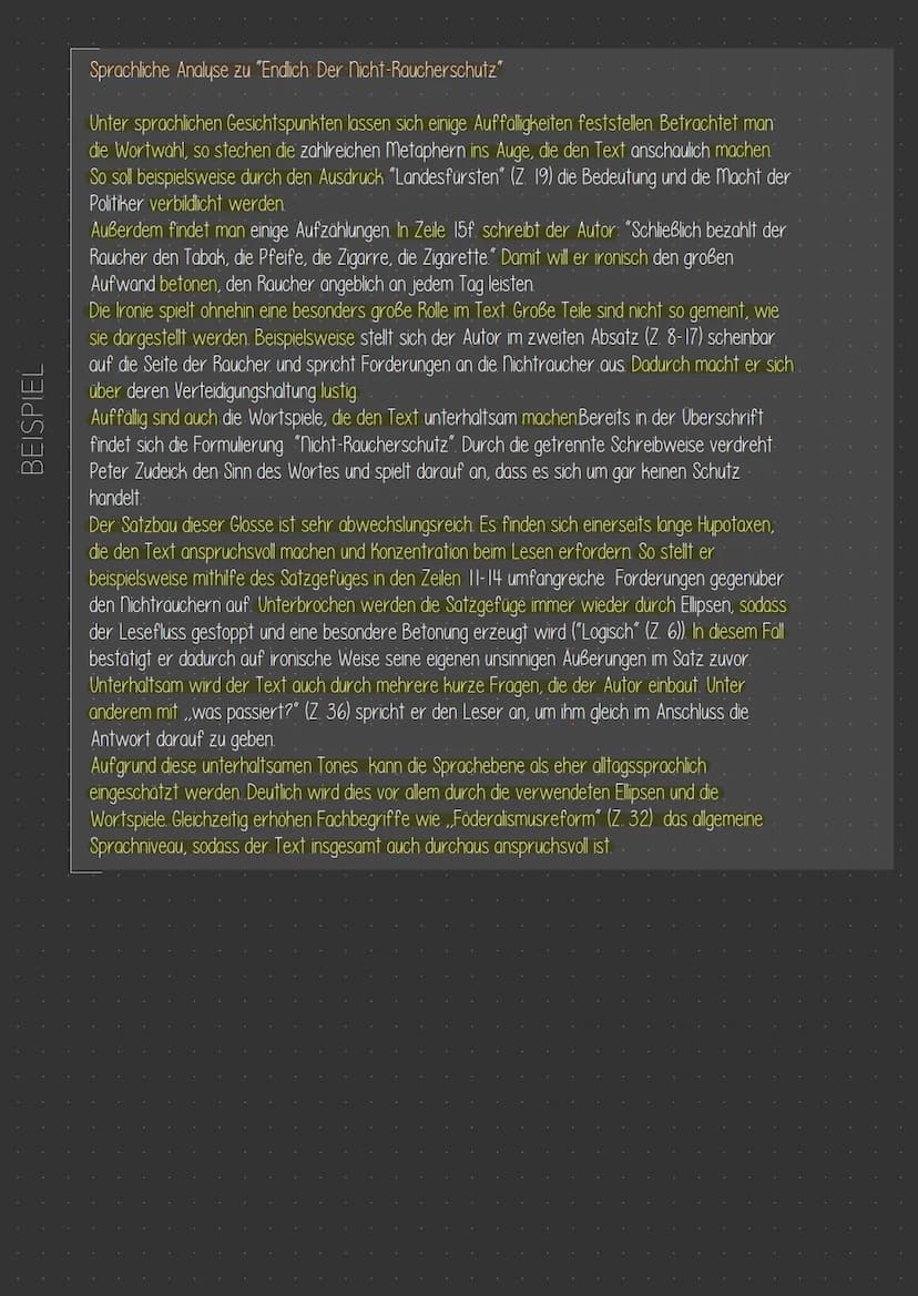 AUFBAU
BEISPIEL
Einleitung
- Einleitungsgedanke
-Titel des Textes
- Name des Autors/der Autorin
- Textsorte
- Erscheinungsort und -datum (Qu