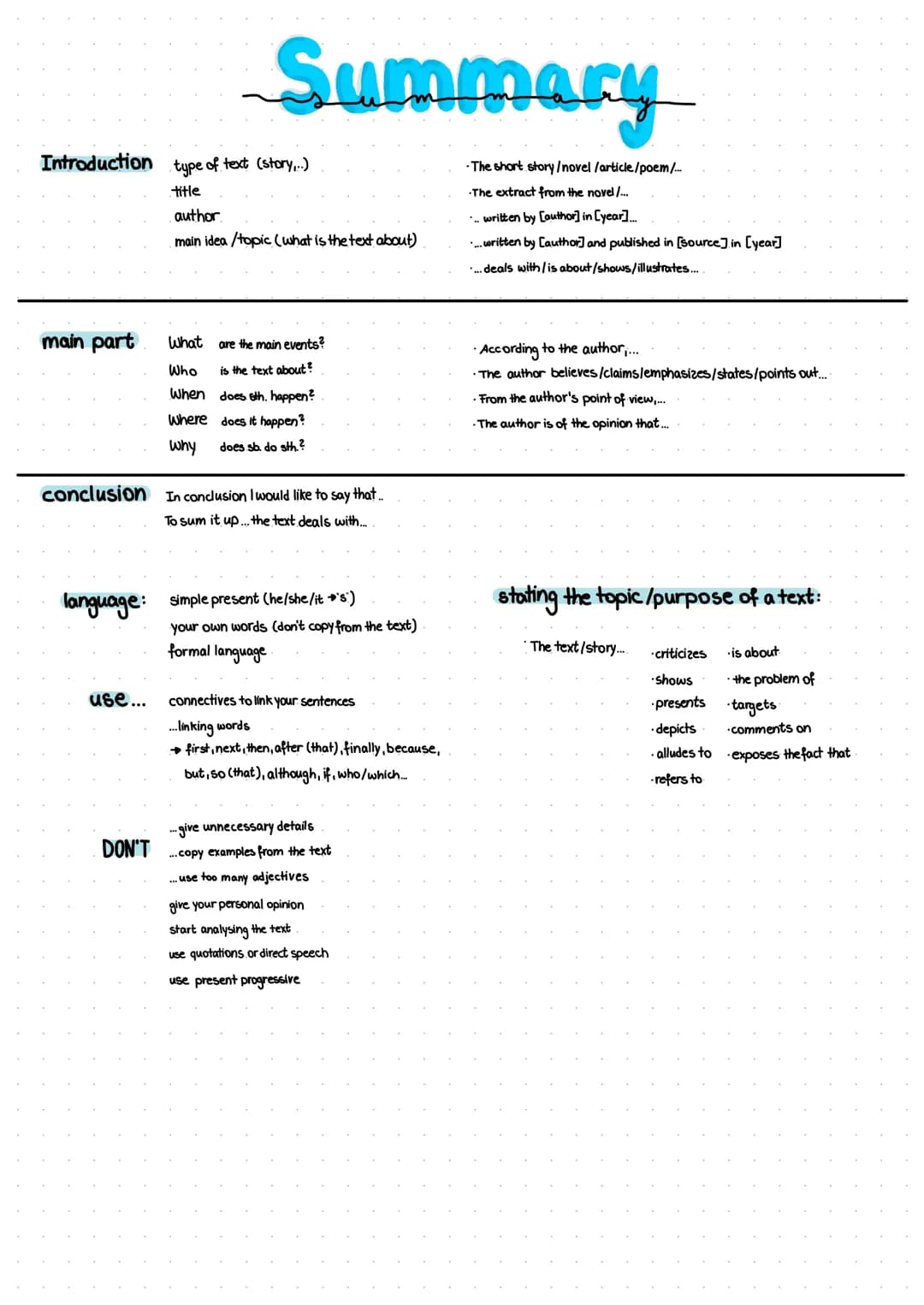 Summary Aufbau 