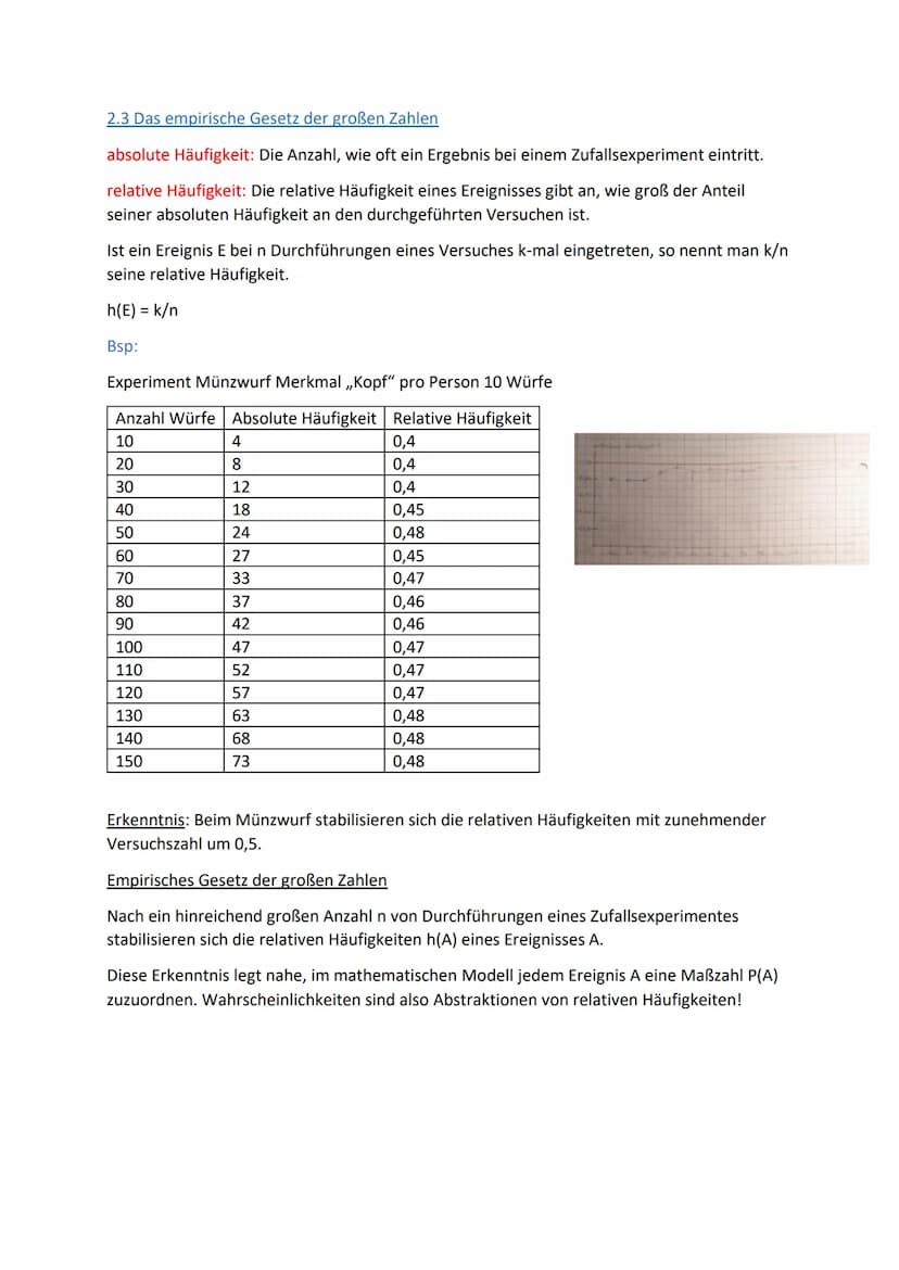 2. Grundlagen der Wahrscheinlichkeitsrechnung
2.1 Fachbegriffe
Zufallsexperiment: mehrere Ergebnisse (Ausgänge) möglich, kann unter gleichen