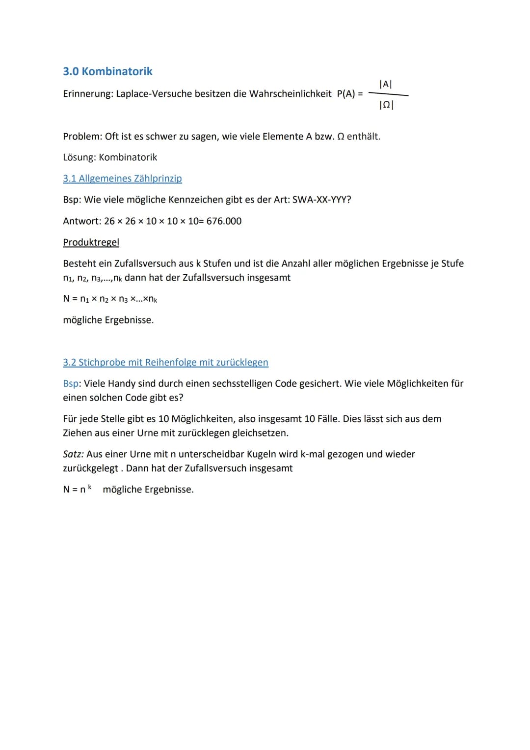 2. Grundlagen der Wahrscheinlichkeitsrechnung
2.1 Fachbegriffe
Zufallsexperiment: mehrere Ergebnisse (Ausgänge) möglich, kann unter gleichen