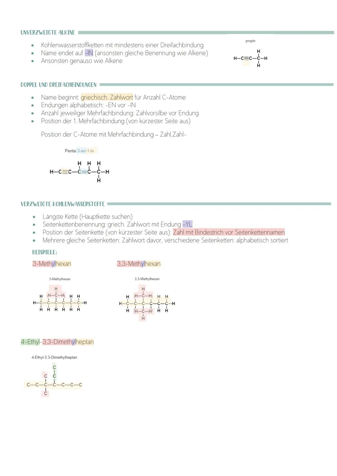 ANZAHL AN C-ATOMEN
1C - Methan
2C Ethan.
3C - Propan
4C - Butan
5 C - Pentan
UNVERZWEIGTE ALKANE
.
●
●
●
●
UNVERZWEIGTE ALKENE
●
●
Kohlenwas
