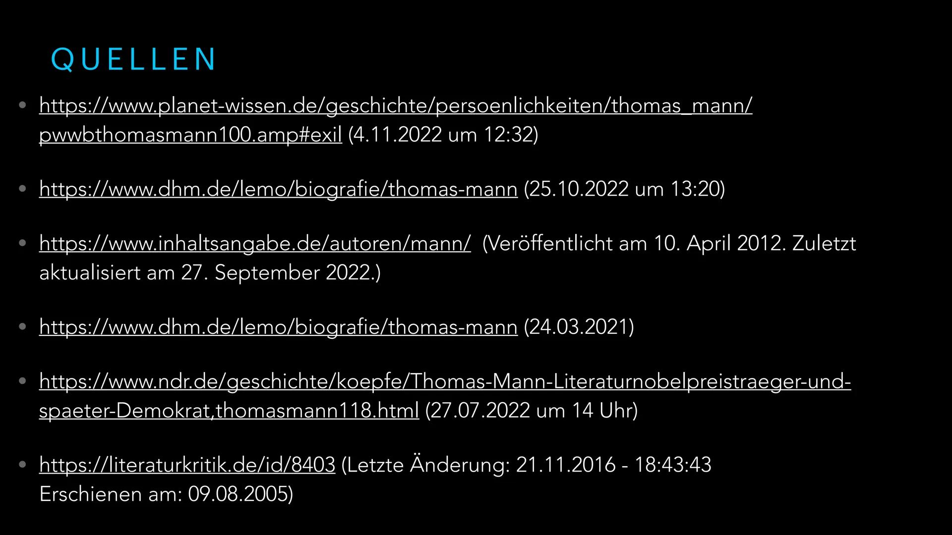 VON ALINI & MARIE
THOMAS MANN ÜBERSICHT
Biographie
Flucht/ Emigration
Die Brüder Thomas und Heinrich
Mann
• Werke von Thomas Mann
Politische