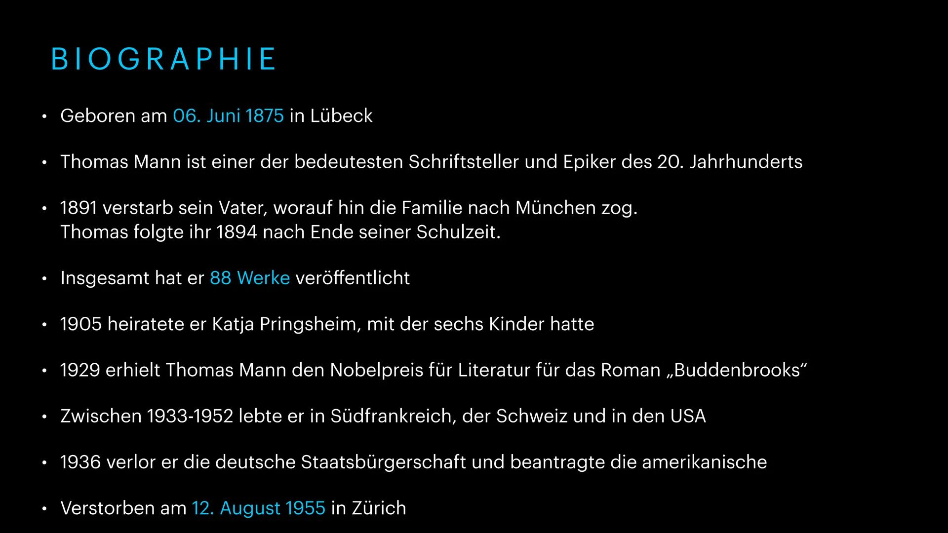VON ALINI & MARIE
THOMAS MANN ÜBERSICHT
Biographie
Flucht/ Emigration
Die Brüder Thomas und Heinrich
Mann
• Werke von Thomas Mann
Politische