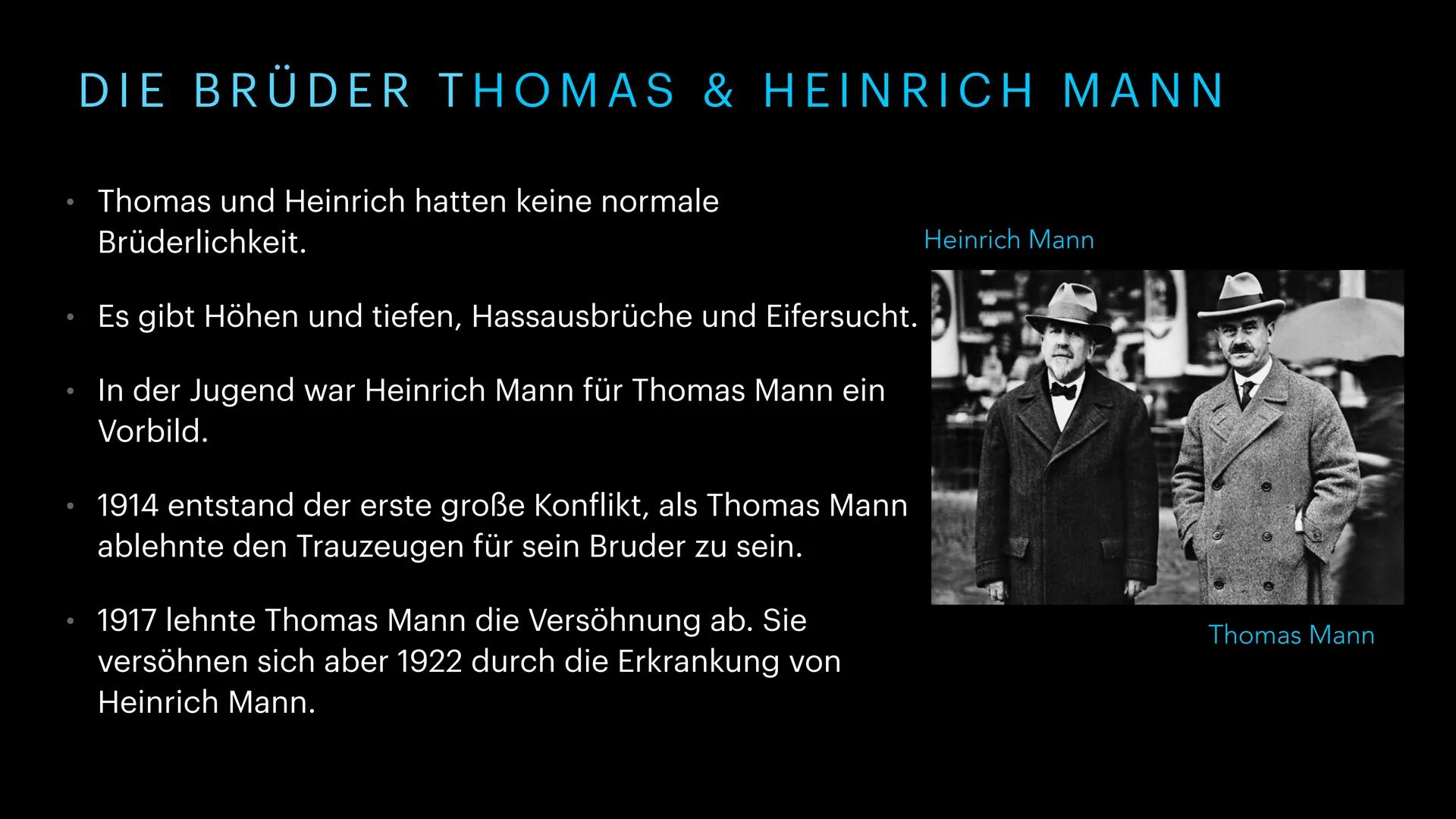 VON ALINI & MARIE
THOMAS MANN ÜBERSICHT
Biographie
Flucht/ Emigration
Die Brüder Thomas und Heinrich
Mann
• Werke von Thomas Mann
Politische