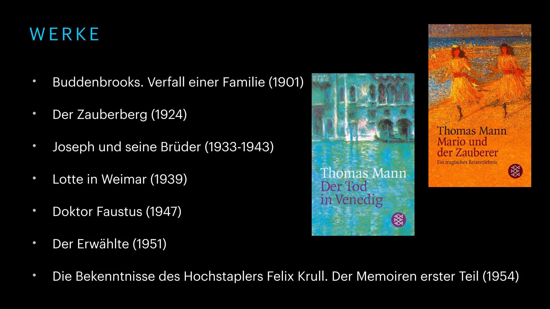 VON ALINI & MARIE
THOMAS MANN ÜBERSICHT
Biographie
Flucht/ Emigration
Die Brüder Thomas und Heinrich
Mann
• Werke von Thomas Mann
Politische