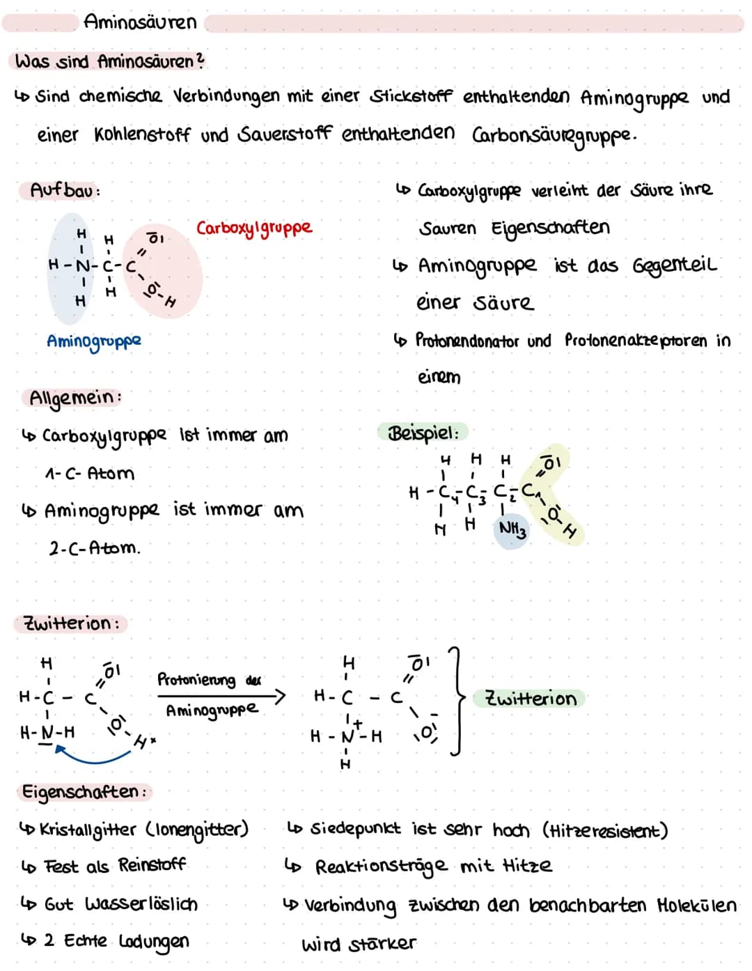 Aminosäuren
Was sind Aminosäuren?
LD Sind chemische Verbindungen mit einer Stickstoff enthaltenden Aminogruppe und
einer Kohlenstoff und Sau