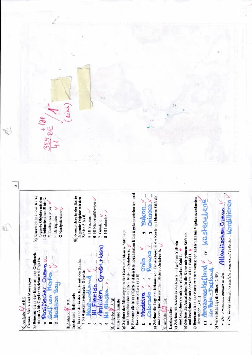 Test
Geographie Kl. 9
Thema:
Amerika - Topographie
8 BE
1. Aufgabe
,,Verschiedene Amerikas"
a) Kennzeichne in der nebenstehen-
den Karte Ang