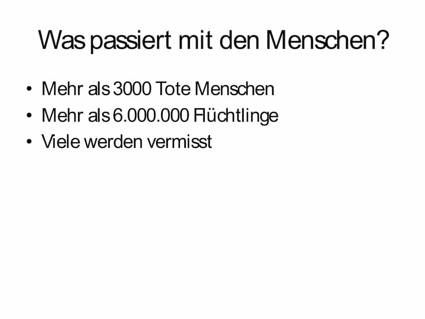 ●
●
●
●
●
●
●
●
●
Der Syrien krieg
Wie alles anfing
Wer hilft
Gliederung
Was passiert mit den Menschen
Wer beteiligt sich am krieg
Wie sieht