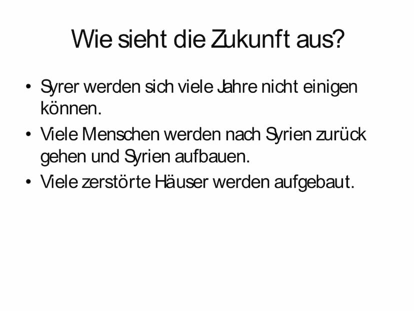 ●
●
●
●
●
●
●
●
●
Der Syrien krieg
Wie alles anfing
Wer hilft
Gliederung
Was passiert mit den Menschen
Wer beteiligt sich am krieg
Wie sieht
