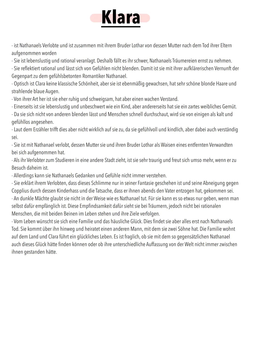 E. T. A. HOFFMANN
DER SANDMANN
DAS ÖDE HAUS
Ever Sand ann
ffd Beziehungen der Charaktere untereinander
eine
Person?
Coppelius
Forschung
Vate