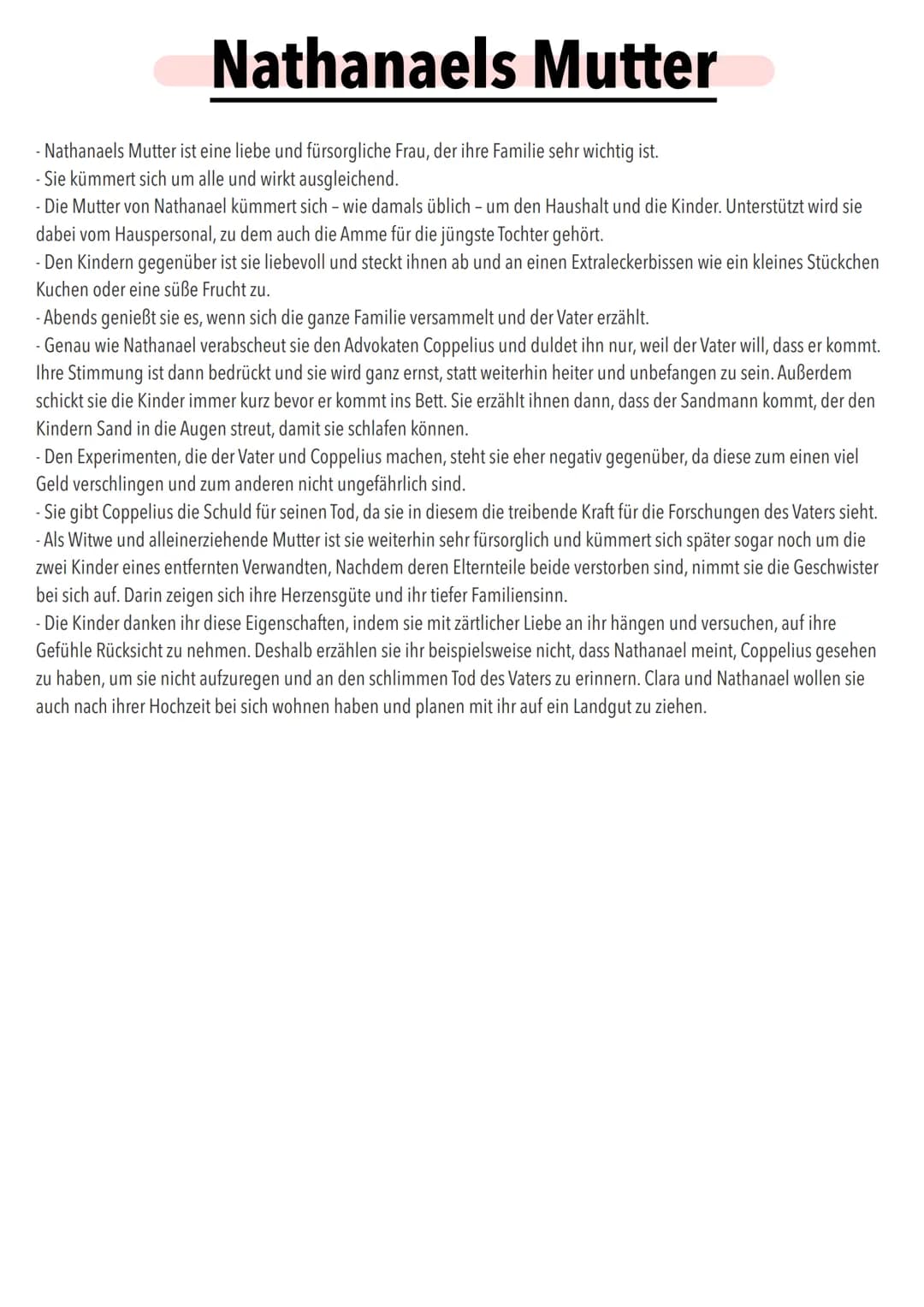 E. T. A. HOFFMANN
DER SANDMANN
DAS ÖDE HAUS
Ever Sand ann
ffd Beziehungen der Charaktere untereinander
eine
Person?
Coppelius
Forschung
Vate