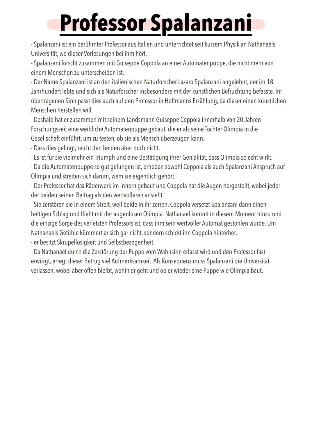 E. T. A. HOFFMANN
DER SANDMANN
DAS ÖDE HAUS
Ever Sand ann
ffd Beziehungen der Charaktere untereinander
eine
Person?
Coppelius
Forschung
Vate