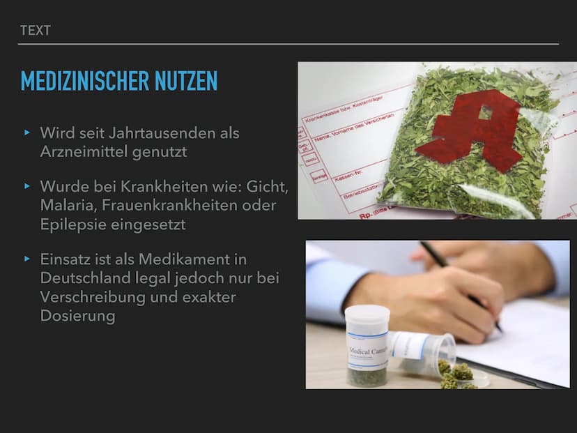 ALS RAUSCHMITTEL
CANNABIS TEXT
GLIEDERUNG
‣ Geschichte
▸ Anbau
► Wirkung der Droge
► Inhaltsstoffe
▸ Medizinischer Nutzen
► Konsum
► Rechtsl