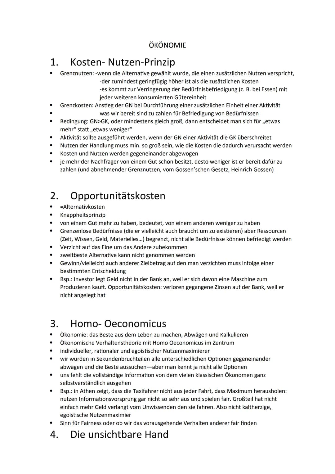 1. Kosten-Nutzen-Prinzip
Grenznutzen: -wenn die Alternative gewählt wurde, die einen zusätzlichen Nutzen verspricht,
-der zumindest geringfü