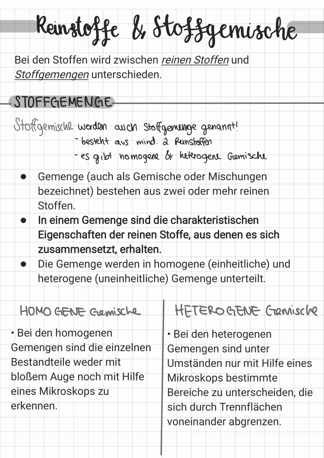 Reinstoffe & Stoffgemische
Bei den Stoffen wird zwischen reinen Stoffen und
Stoffgemengen unterschieden.
STOFFGEMENGE-
Stoffgemische werden 