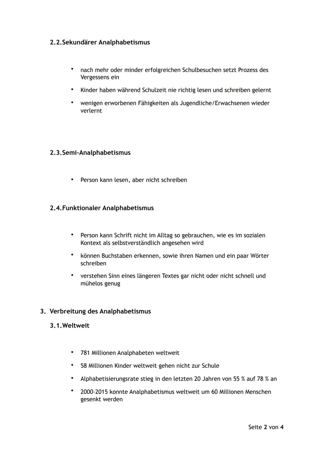 Gliederung
1. Definition
2. Differenzierungen bei Analphabeten
2.1. Primärer Analphabetismus
2.2. Sekundärer Analphabetismus
2.3. Semi-Analp