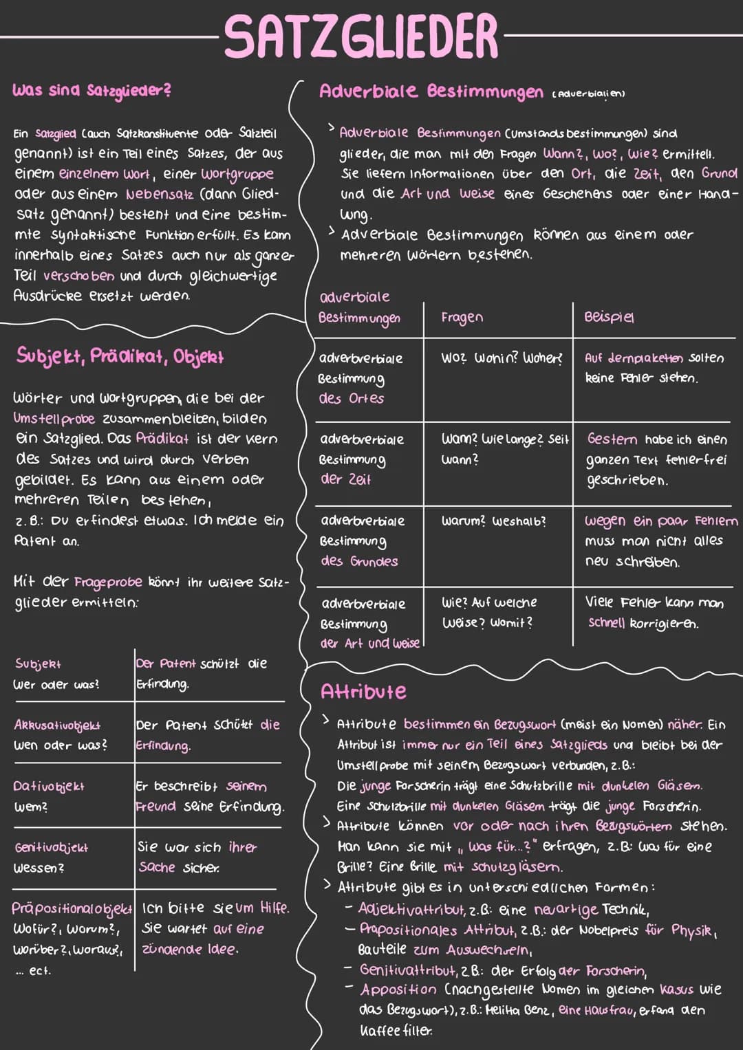 Was sind Satzglieder?
Ein Satzglied Cauch Satzkonstituente oder Satzteil
genannt) ist ein Teil eines Satzes, der aus
einem einzelnem Wort, e