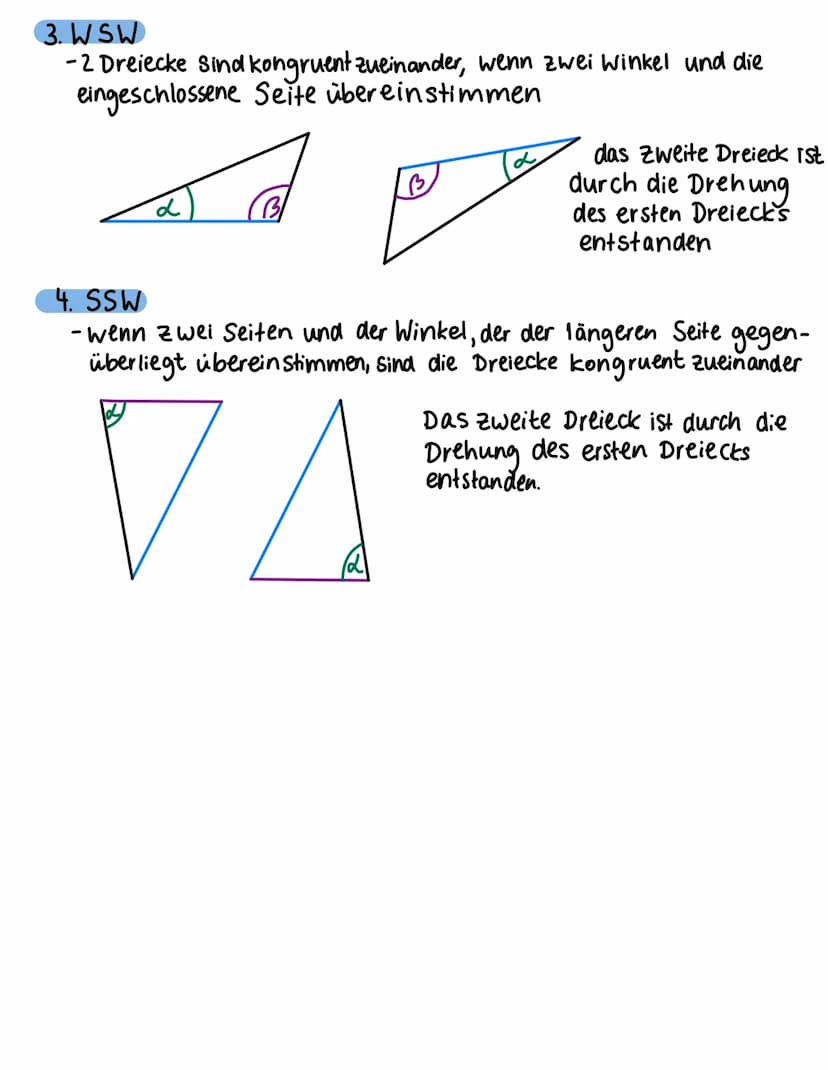 Kongue mysatz.
im Dreieck
Man sagt, dass zwe Dreiecke kongruent zuein ander sind, wenn sie cleck ungsgleich
sind. Das bedeutet, dass die Dre
