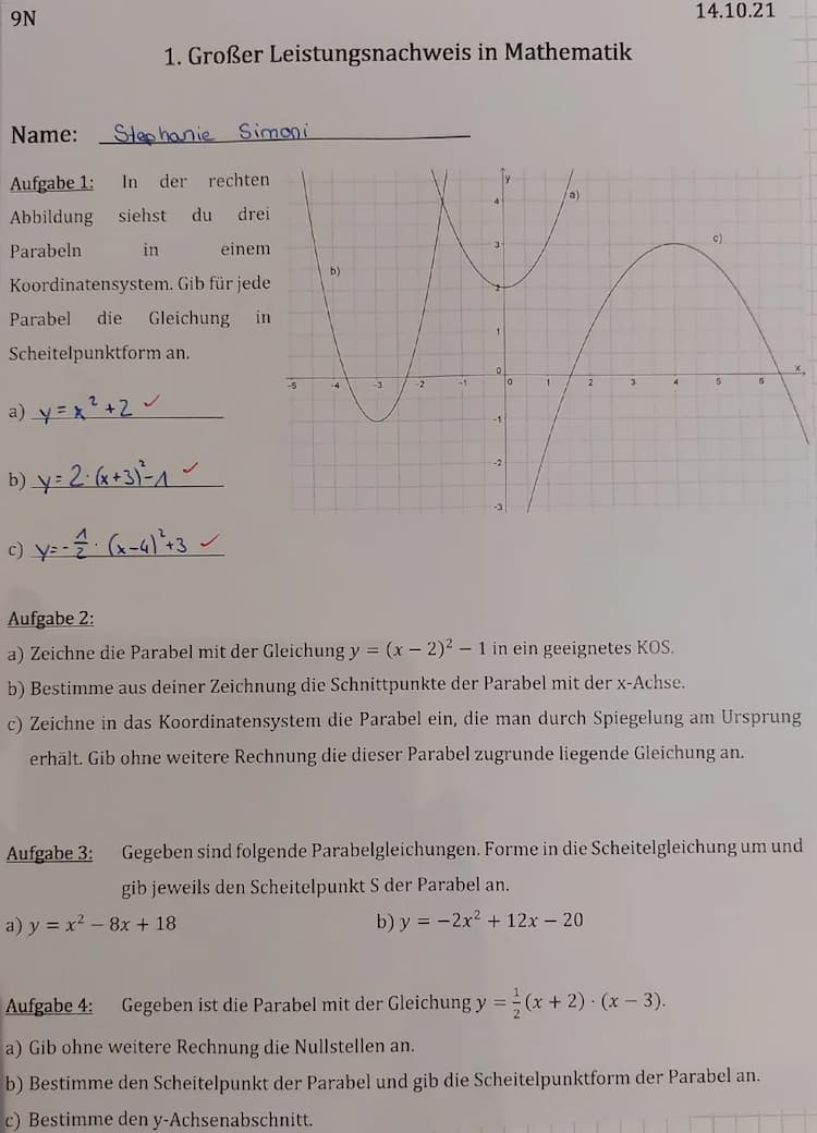 Know Klassenarbeit Parabeln thumbnail