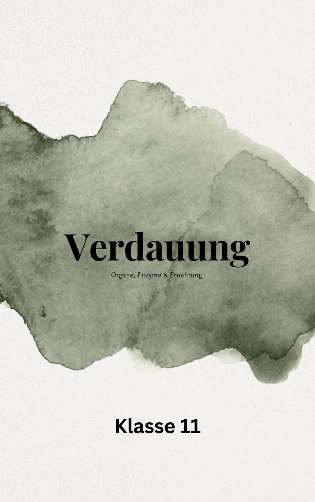 # Verdauung

Organe, Enzyme & Ernährung

Klasse 11 Enthalten in...

Beispiele

Funktion im Körper

Folgen einer Unter-
versorgung

Vitamine
