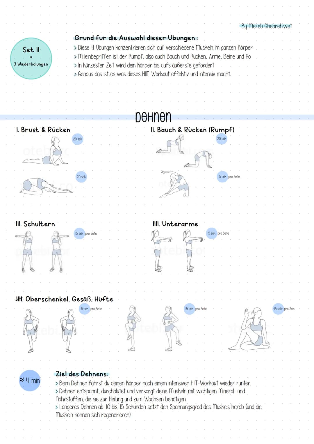 HIIT - Workout
Hochintensives Intervalltraining By Mereb Ghebrehiwet
Schwerpunkt: Ganzkörpertraining & Fettverbrennung
Ziele des Trainings:
