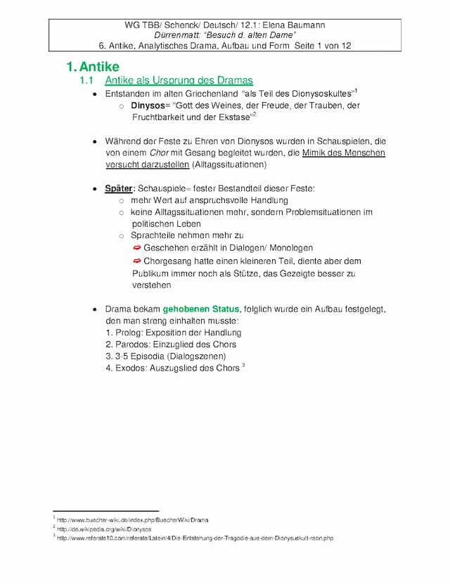 Know "Besuch der alten Dame" / Dürrenmatt: Antike, analytisches Drama, Aufbau u. Form (Kopiervorlage) thumbnail