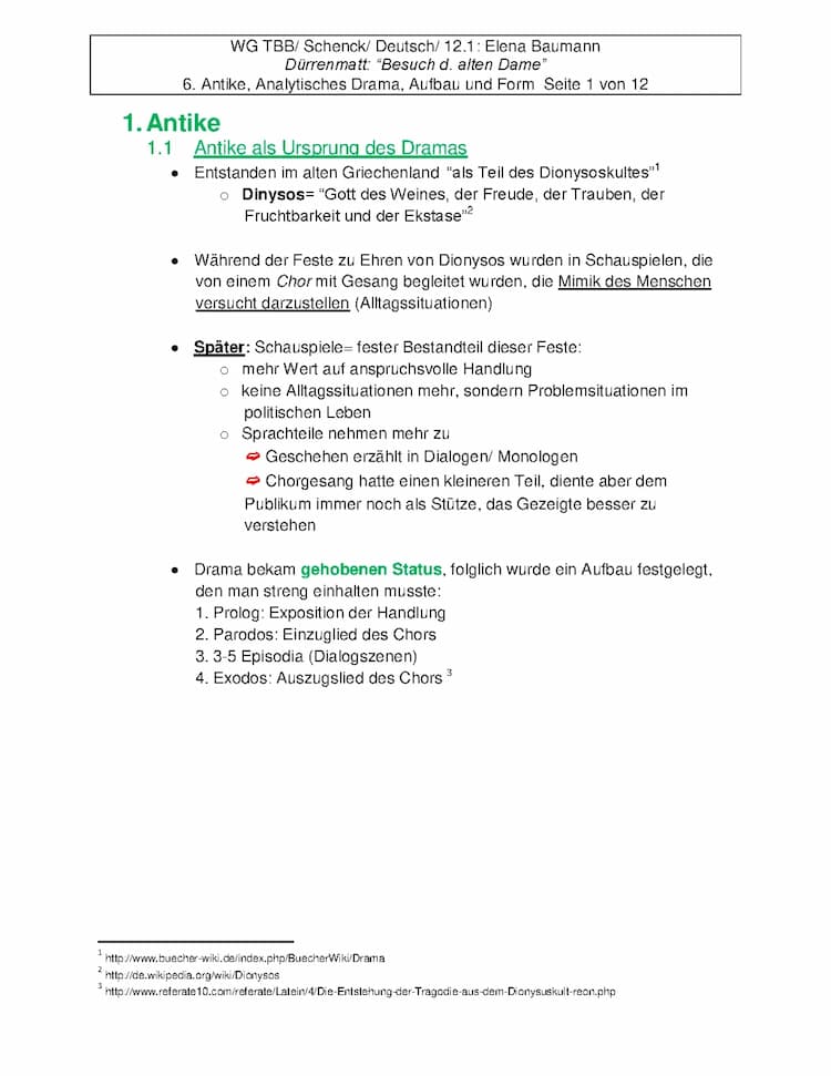Know "Besuch der alten Dame" / Dürrenmatt: Antike, analytisches Drama, Aufbau u. Form (Kopiervorlage) thumbnail