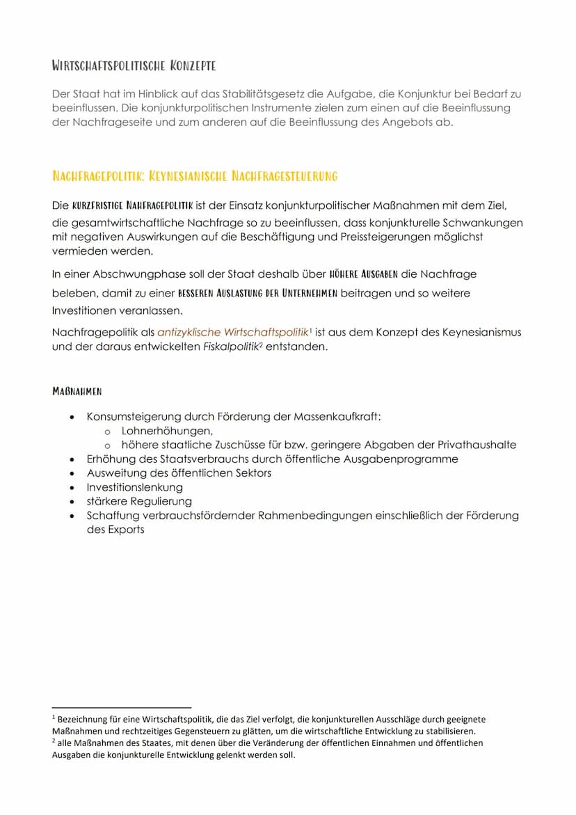 LG 5: WIRTSCHAFTSPOLITIK UNTERSUCHEN UND BEWERTEN
Unter Wirtschaftspolitik versteht man die Beeinflussung der Wirtschaft durch politische
Ma
