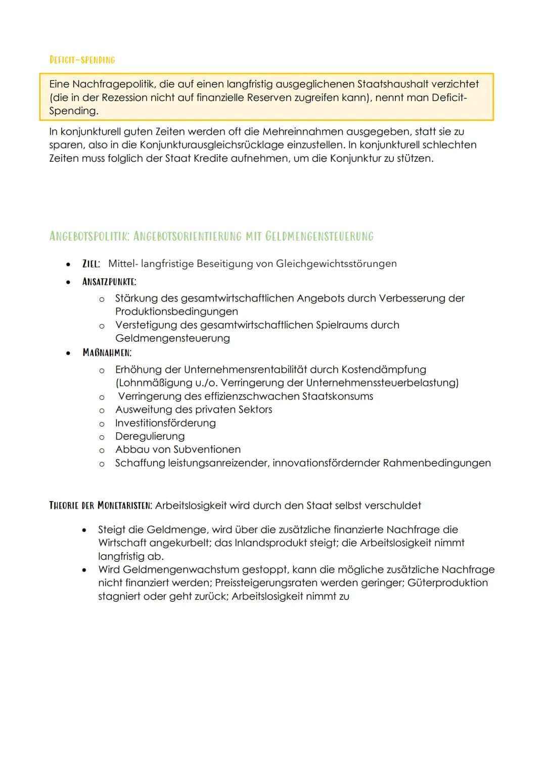 LG 5: WIRTSCHAFTSPOLITIK UNTERSUCHEN UND BEWERTEN
Unter Wirtschaftspolitik versteht man die Beeinflussung der Wirtschaft durch politische
Ma