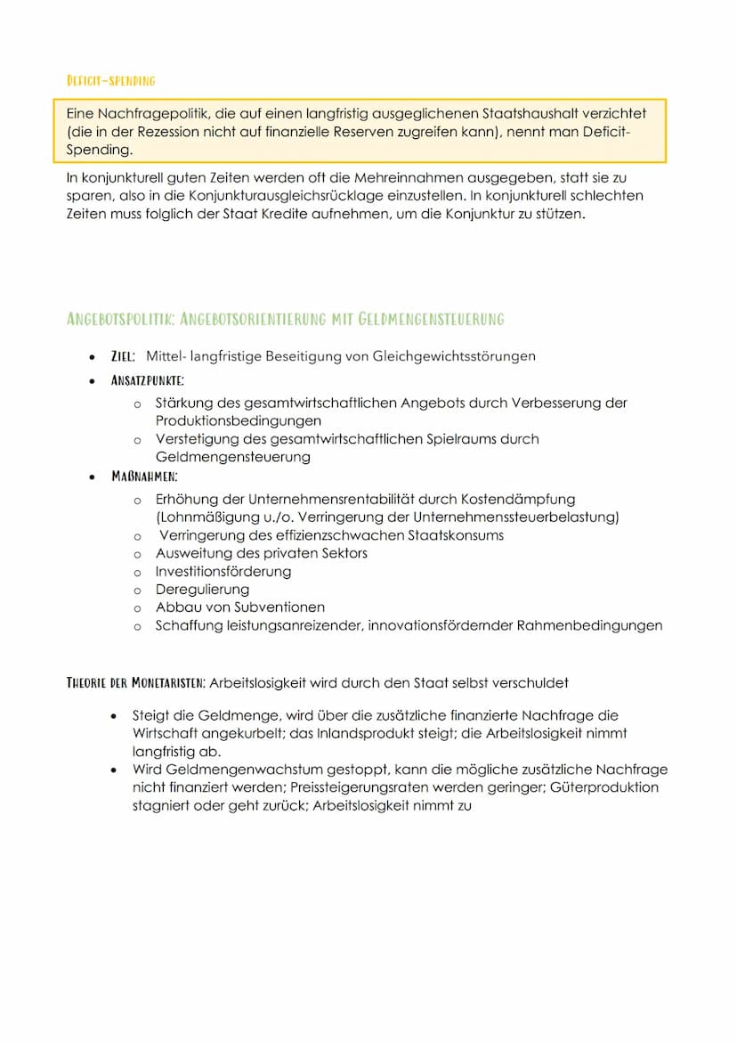 LG 5: WIRTSCHAFTSPOLITIK UNTERSUCHEN UND BEWERTEN
Unter Wirtschaftspolitik versteht man die Beeinflussung der Wirtschaft durch politische
Ma