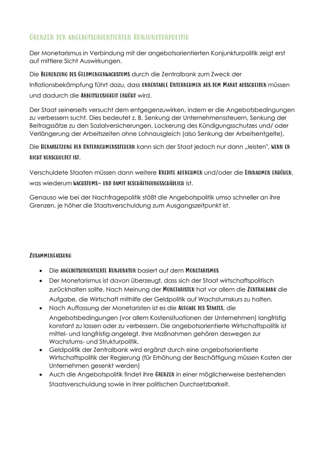 LG 5: WIRTSCHAFTSPOLITIK UNTERSUCHEN UND BEWERTEN
Unter Wirtschaftspolitik versteht man die Beeinflussung der Wirtschaft durch politische
Ma
