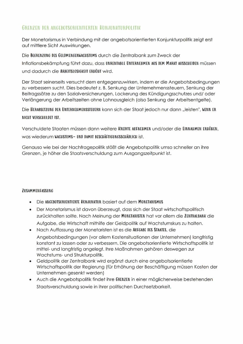 LG 5: WIRTSCHAFTSPOLITIK UNTERSUCHEN UND BEWERTEN
Unter Wirtschaftspolitik versteht man die Beeinflussung der Wirtschaft durch politische
Ma