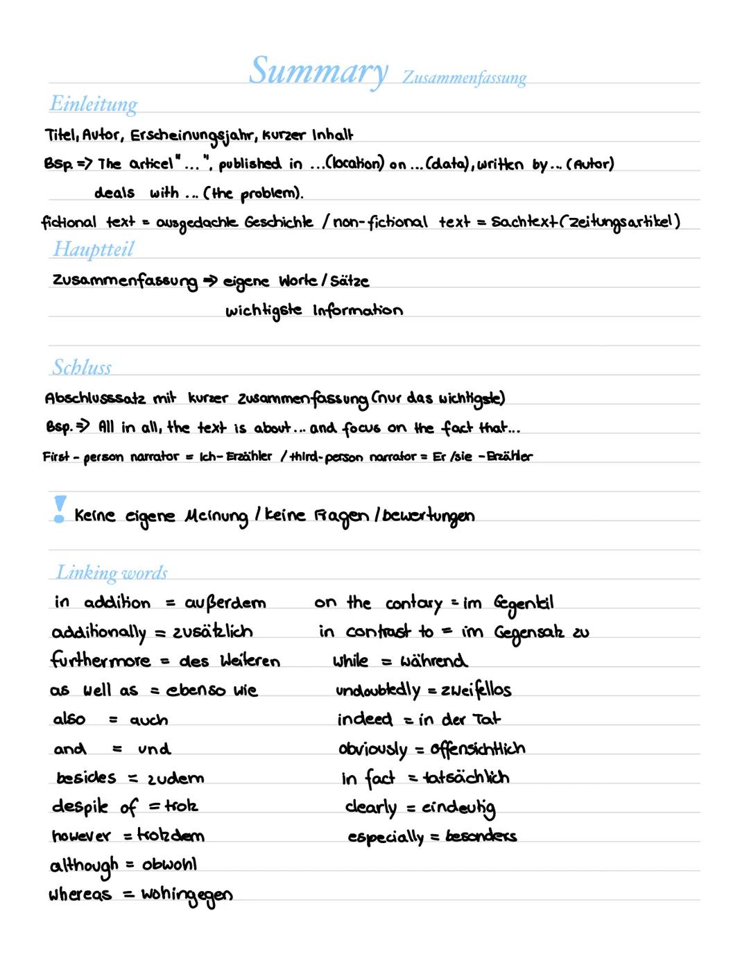 Einleitung
Titel, Autor, Erscheinungsjahr, kurzer Inhalt
Bsp. => The articel"...", published in ...(location) on ...(data), written by... (A
