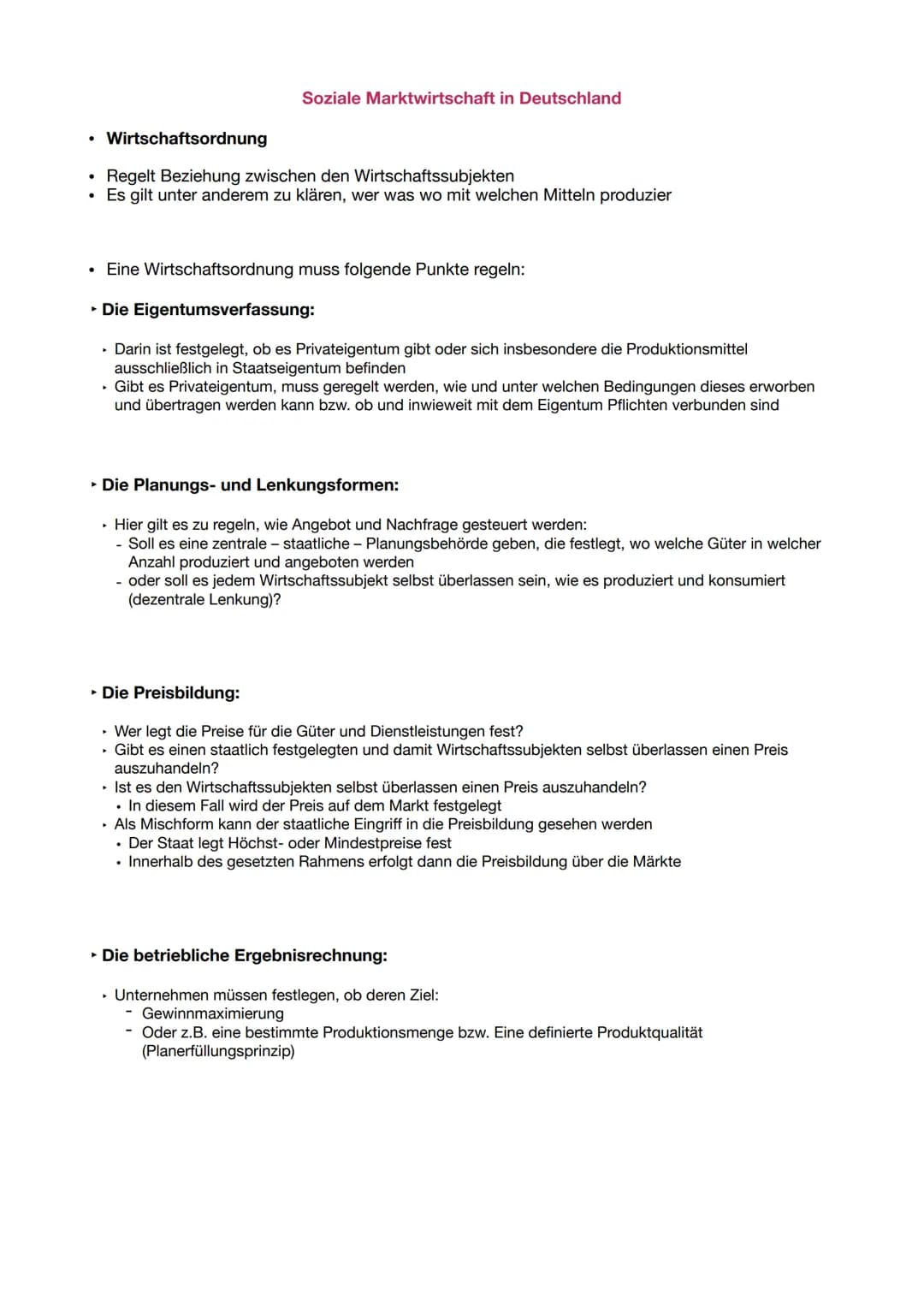 1. Soziale Marktwirtschaft in Deutschland
2. Wirtschaftsordnungen
3. Typen marktwirtschaftlicher Ordnung
4. Prinzipien der Sozialen Marktwir