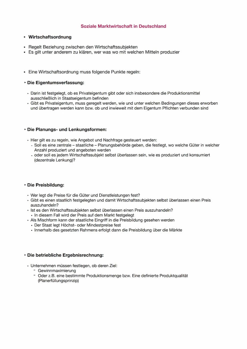 1. Soziale Marktwirtschaft in Deutschland
2. Wirtschaftsordnungen
3. Typen marktwirtschaftlicher Ordnung
4. Prinzipien der Sozialen Marktwir
