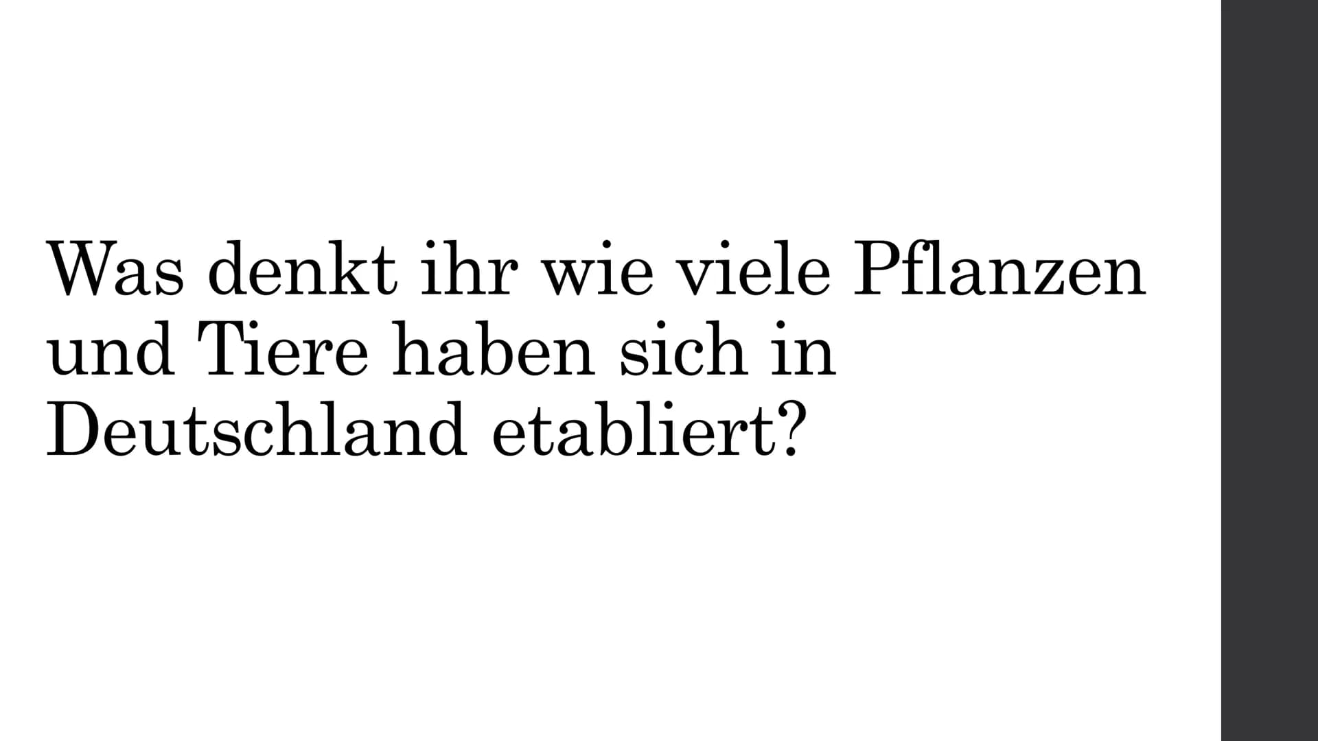 Wie es tatsächlich aussieht
38 (2%)
354 (17%)
Pilze
Wirbellose
Wirbeltiere 100 (5%)
Pflanzen
1611 (76%)
2103
13 (16%)
(25%)
(59%)
Pilze
Wirb