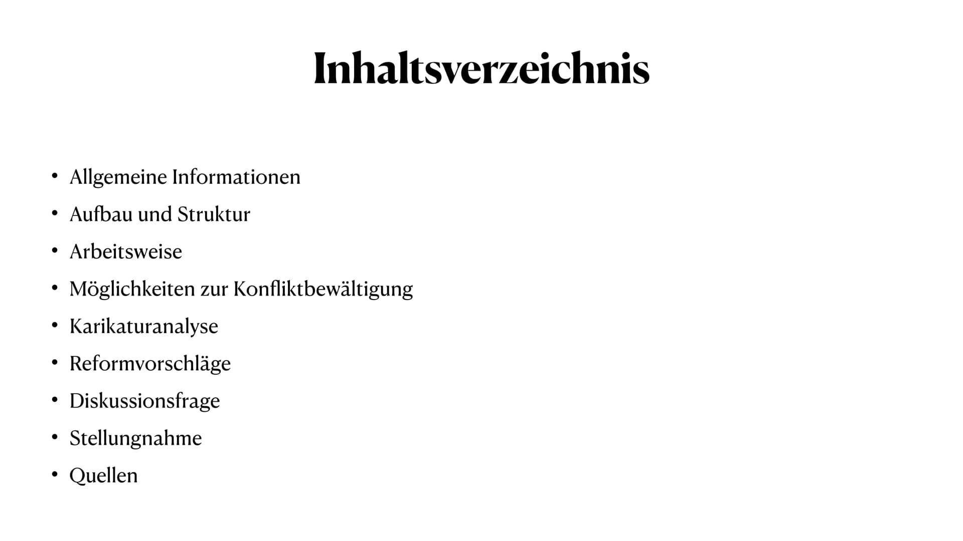 UN-Sicherheitsrat
Maria Gryn Allgemeine Informationen
• Aufbau und Struktur
●
●
●
●
Inhaltsverzeichnis
Arbeitsweise
Möglichkeiten zur Konfli