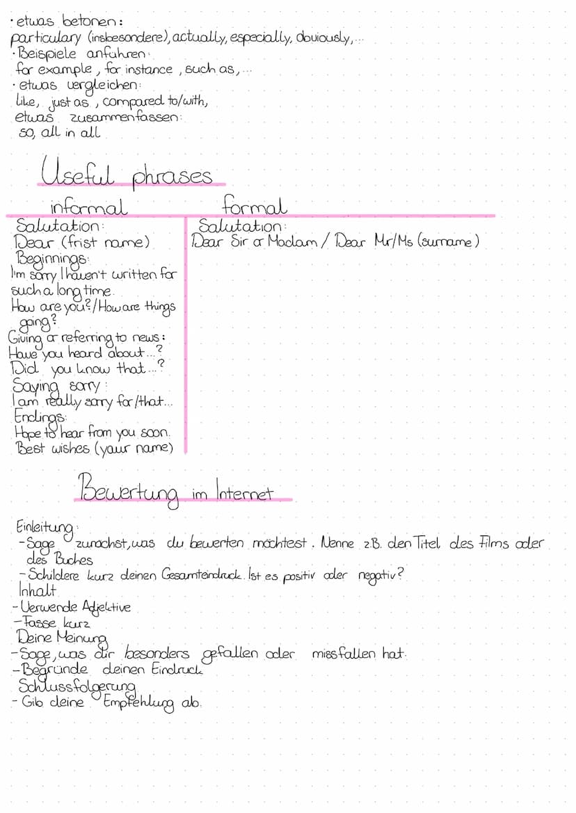 writing
1. Wie beginne ich?
Hache eine Gliederung erstmal.
introduction/beginning
main part
conclusion /ending
2. Versuche zu jedem Punkt dr