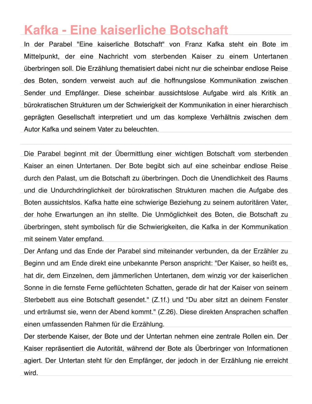 Kafka - eine kaiserliche Botschaft 