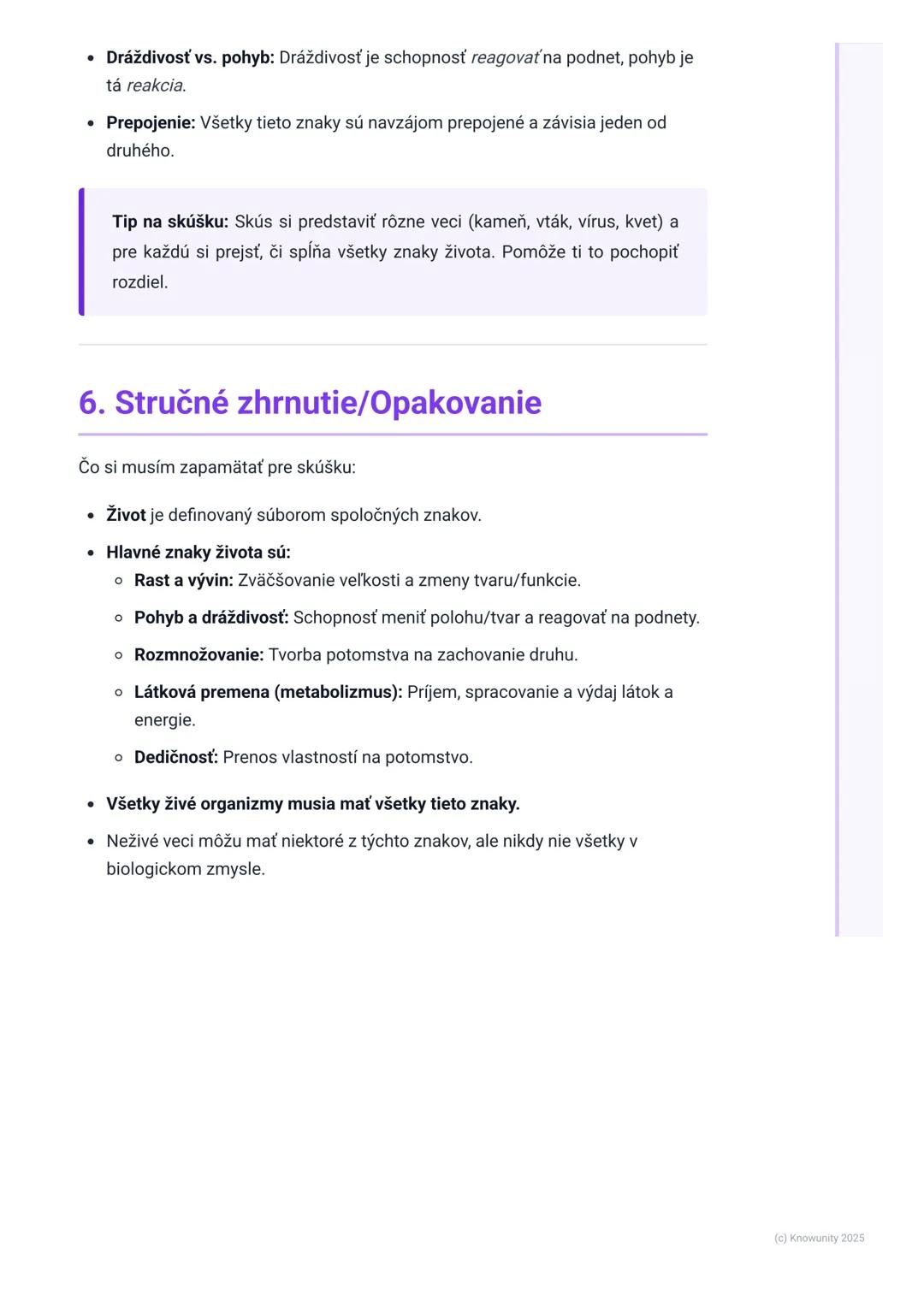 # Základné znaky života

1. Úvod do základných znakov života

Dnes si píšem poznámky o tom, čo robí niečo živým. V biológii je dôležité vedi