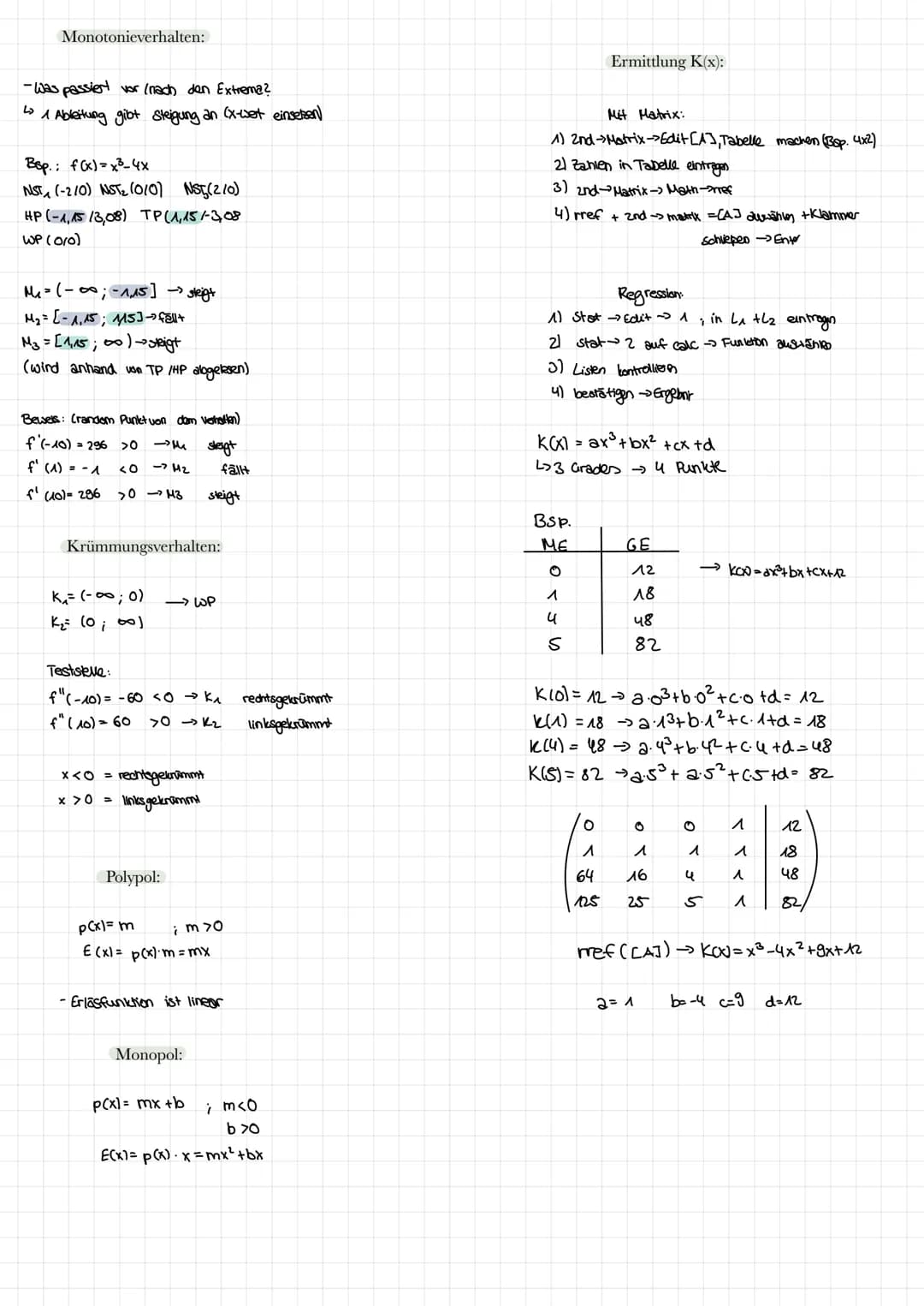Ableiten:
Bsp.
f(x) = ²3 x ²³² + x² + x
2
f'(x)= x² + 2x + 1
f"(x) = 2x+2
f"(x) = 2
GTR:
alpha + window
→3 nDeriu
((Y₂₁)|x=x
Lalpha+ trace
N