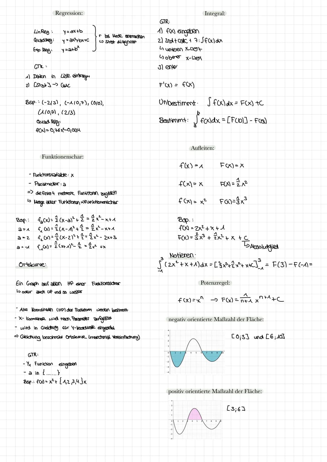 Ableiten:
Bsp.
f(x) = ²3 x ²³² + x² + x
2
f'(x)= x² + 2x + 1
f"(x) = 2x+2
f"(x) = 2
GTR:
alpha + window
→3 nDeriu
((Y₂₁)|x=x
Lalpha+ trace
N