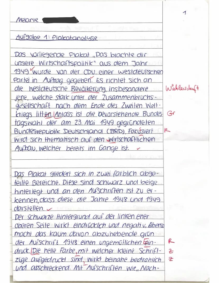 12_1: KA No. 1
Name: Melanie
Bitte daran denken (Abzug von VP):
Notizen/Konzept erstellen
✓Sinnhafte Absätze machen
1) Analysieren Sie das v