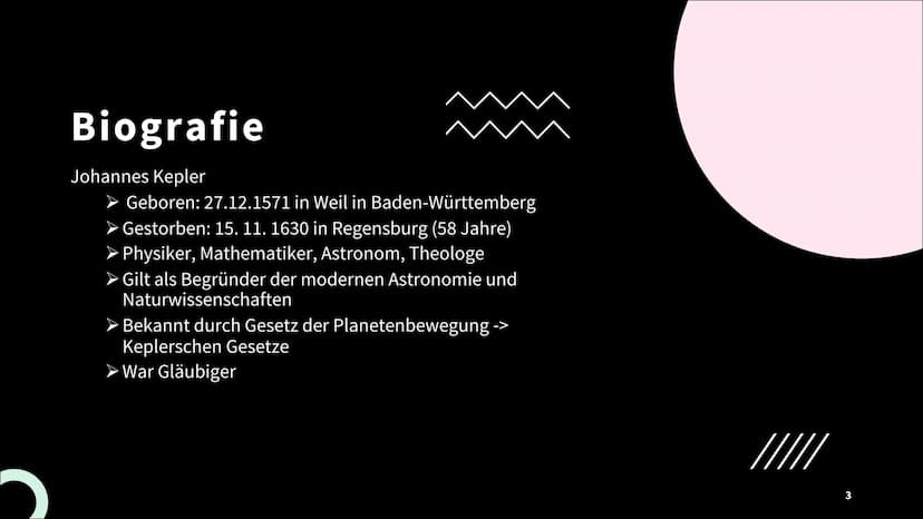 Kepler
Keplerschen Gesetze
O Themen
Biografie
Einfluss auf die Physik
Keplerschen Gesetze
Weltbild
Quellen
●
●
●
●
O
2 Biografie
Johannes Ke