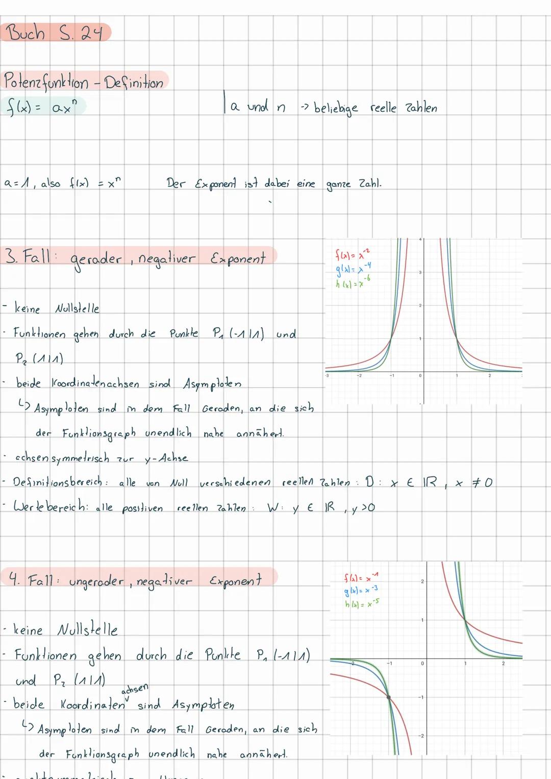 Buch S. 24

Potenz funktion - Definition
$f(x) = ax$

a und n beliebige reelle Zahlen

a=1, also f(x) = x^

Der Exponent ist dabei eine ganz