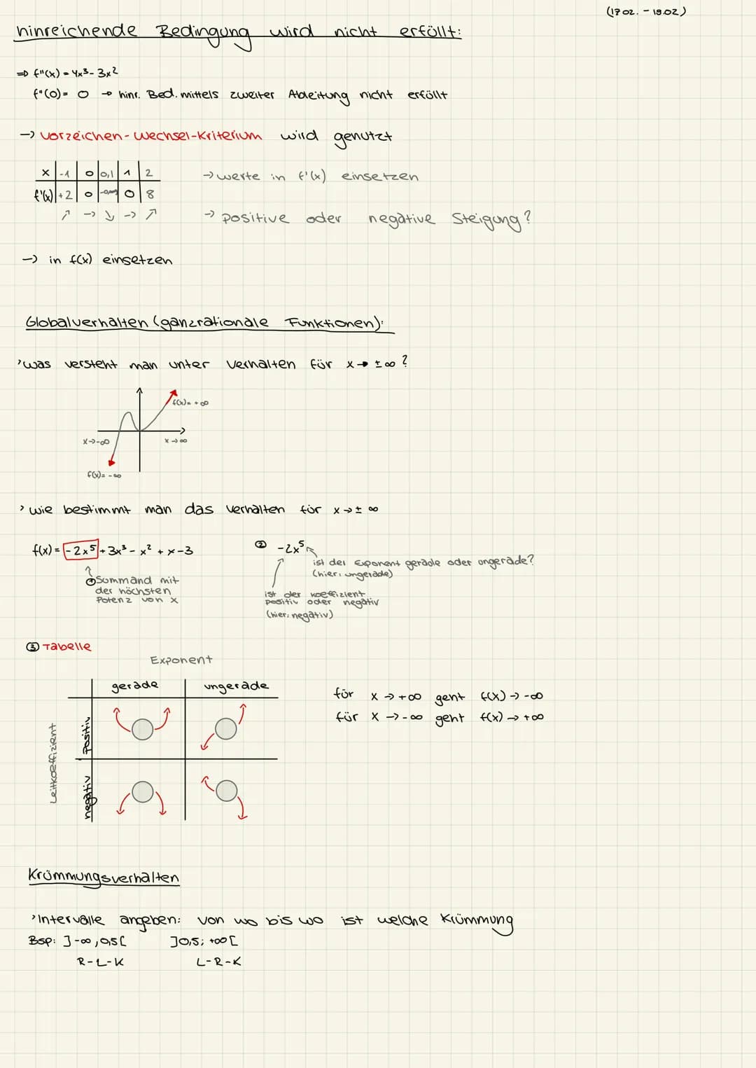 ANALYSIS:
Extrempunkte bestimmen.
1.) Notwendige Bedingung: =D Lösen der Gleic
Gleichung:
2.) Hinreichende Bedingung =D f'(x) = 0 und an
lok