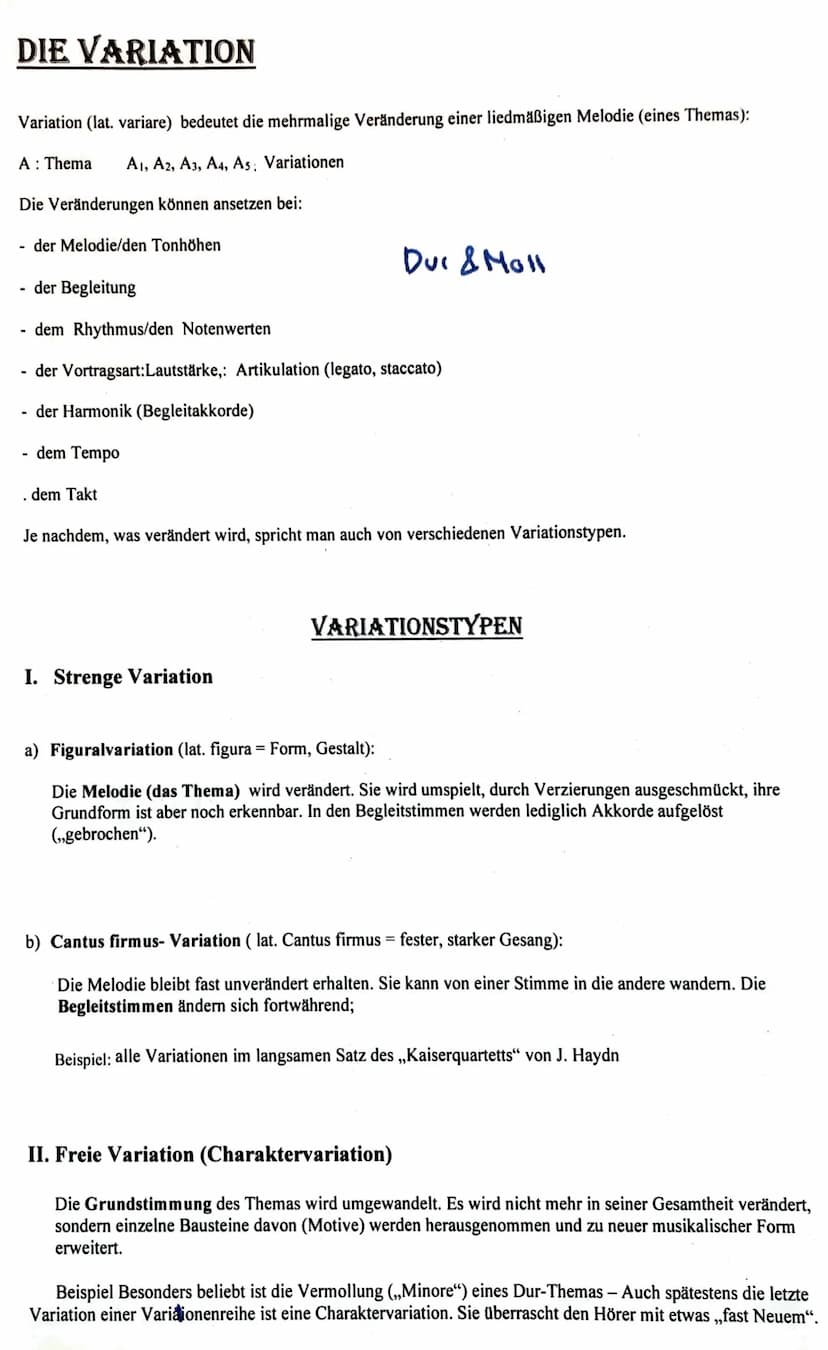 Motiv und Thema
Das Motiv und seine Verarbeitung
Ein Motiv ist die kleinste musikalisch sinnvolle Einheit; aus ihm kann
sich das weitere Ges
