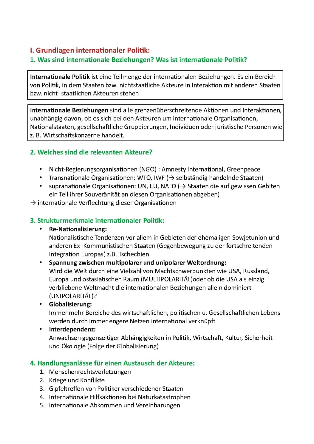 Frieden und Sicherheit als Grundlage internationaler Politik