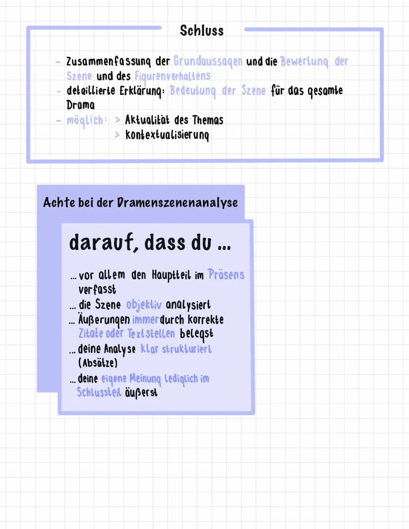 Aufbau einer Dramenszenenanalyse
Einleitung
(inhaltliche Hinleitung)
Titel des Dramas
Art des Dramas
Entstehungszeitraum (qqf. Erstaufführun